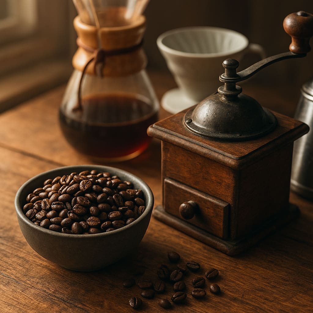 Kaffeebohnen und Brewing Equipment